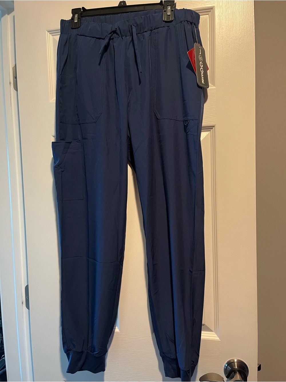 Women's Navy Drawstring Jogger Pants with Utility Pockets